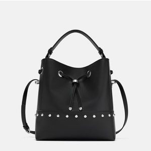 Zara faux leather studded bucket bag